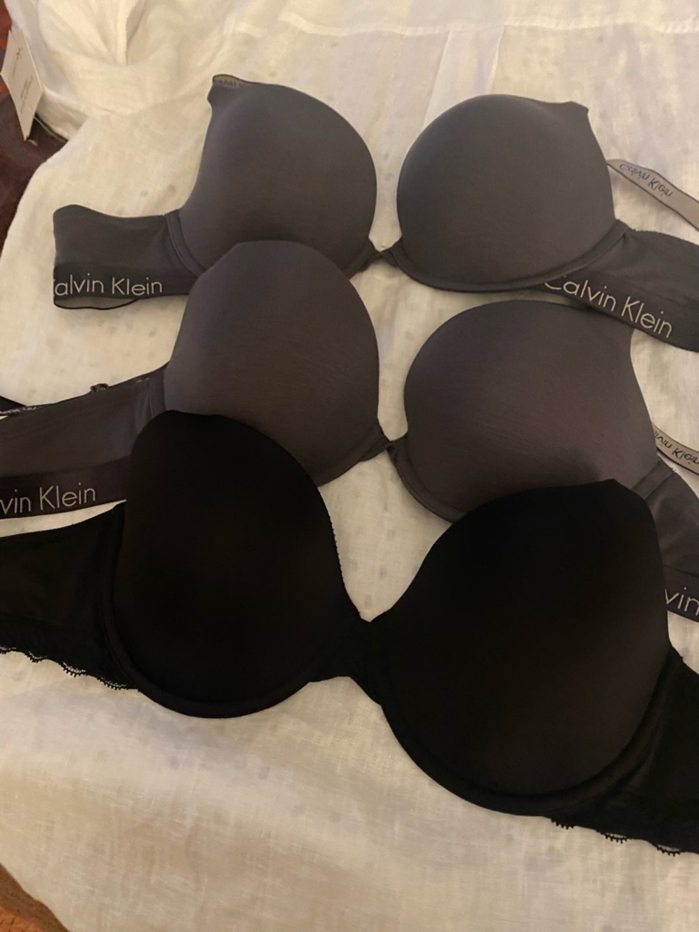 Calvin Klein Black and Charcoal Seamless T-Shirt Bra Set new without box